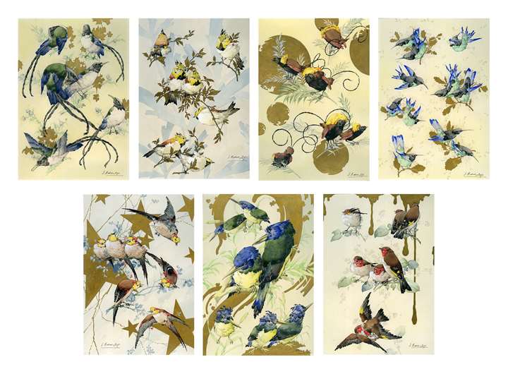Seven original illustrations for Caprices Décoratifs – Les Oiseaux
